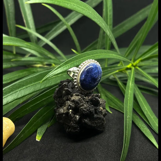 Sodalite Oval Silver Ring, 925 Sterling Silver, Sodalite solid silver ring, Gift for Her, Occasion gifts, gifts and presents. Silver Ring.