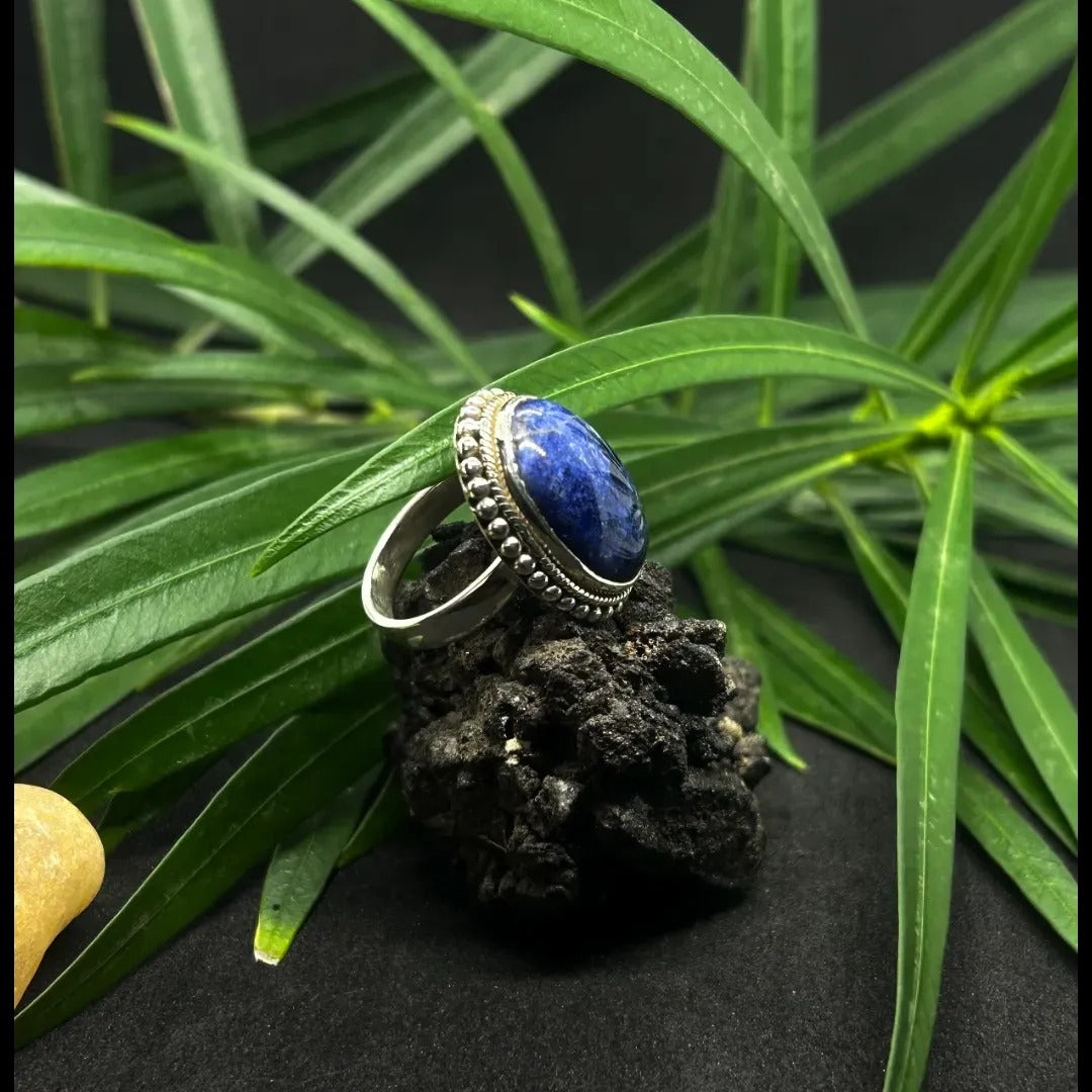 Sodalite Oval Silver Ring, 925 Sterling Silver, Sodalite solid silver ring, Gift for Her, Occasion gifts, gifts and presents. Silver Ring.