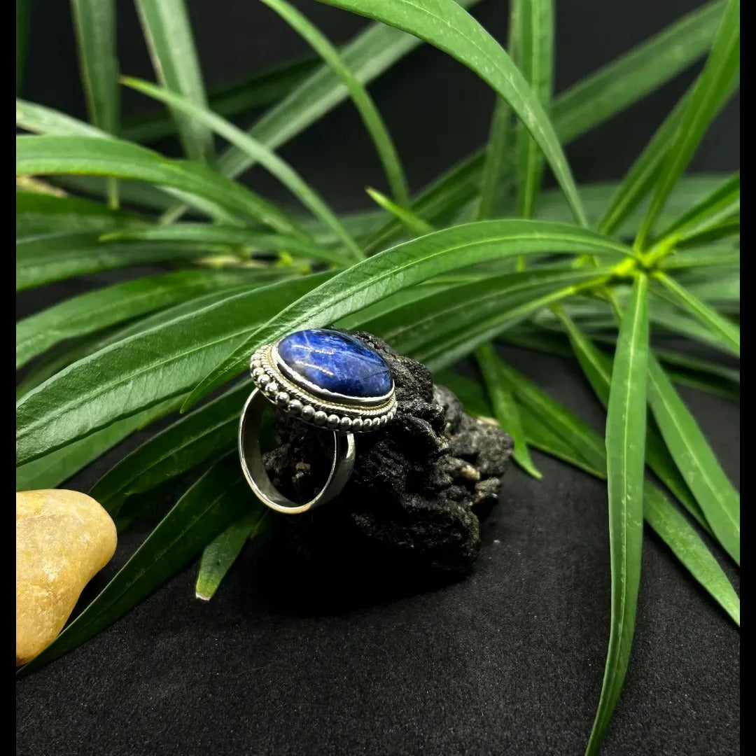 Sodalite Oval Silver Ring, 925 Sterling Silver, Sodalite solid silver ring, Gift for Her, Occasion gifts, gifts and presents. Silver Ring.