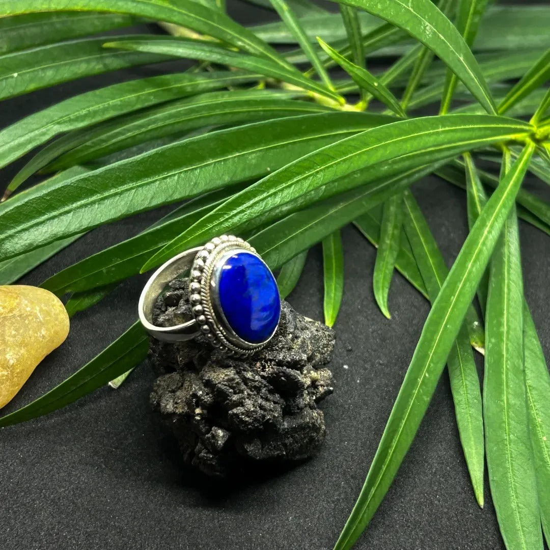 Lapis Lazuli Oval Silver Ring, 925 Sterling Silver, Lapis solid silver ring, Gift for Her, Occasion gifts, gifts and presents. Silver Ring.