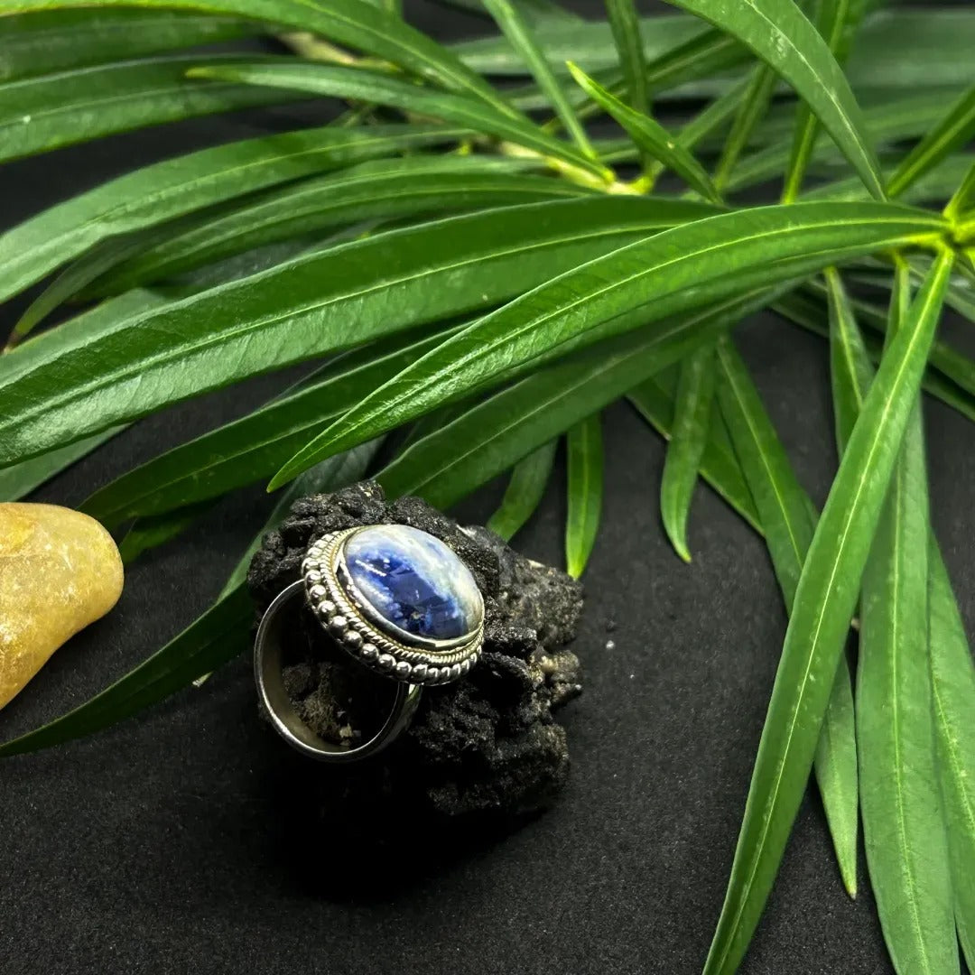 Sodalite Oval Silver Ring, 925 Sterling Silver, Sodalite solid silver ring, Gift for Her, Occasion gifts, gifts and presents. Silver Ring.