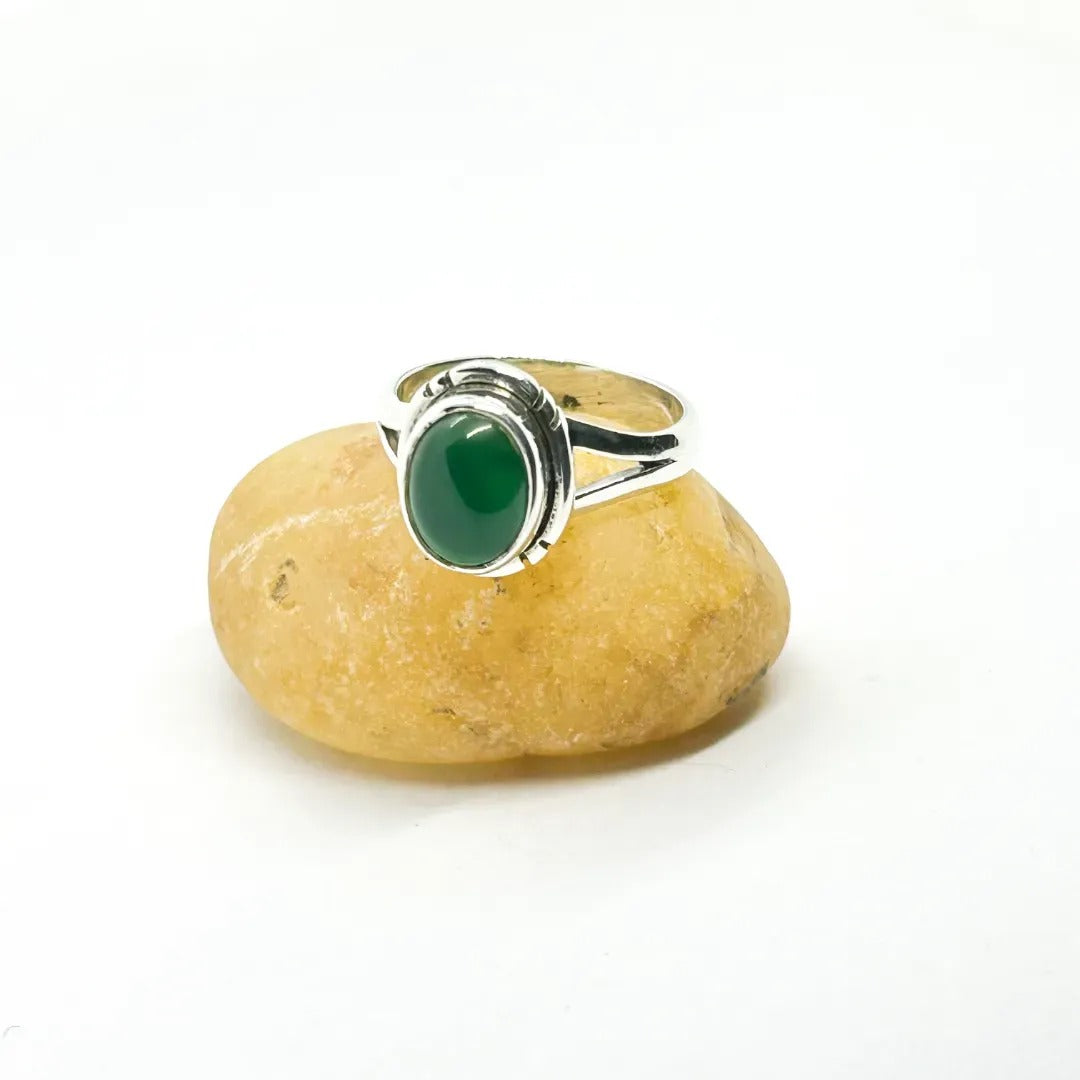 Natural Green Onyx Ring | Sterling Silver Ring | Oval Ring | Ring |