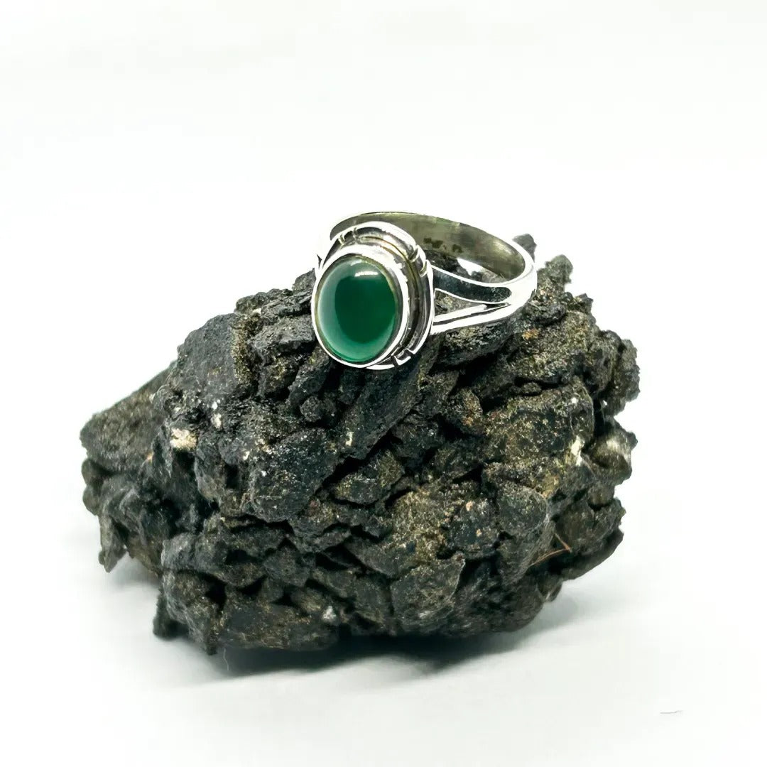 Natural Green Onyx Ring | Sterling Silver Ring | Oval Ring | Ring |