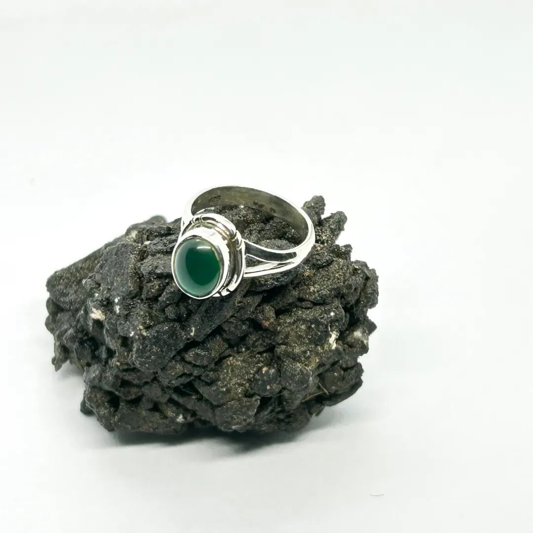 Natural Green Onyx Ring | Sterling Silver Ring | Oval Ring | Ring |